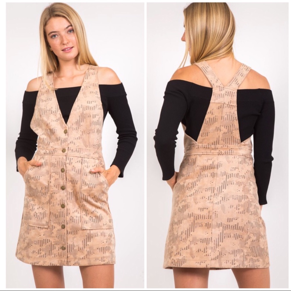 Faux sided overall skirt with metallic detail